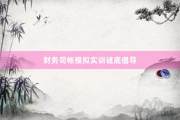 财务司帐模拟实训谜底倡导